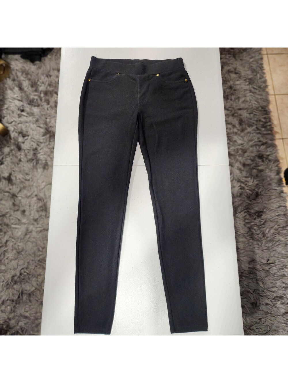 MICHAEL Michael Kors Black Jegging Leggings Button Accents Elastic Waist S